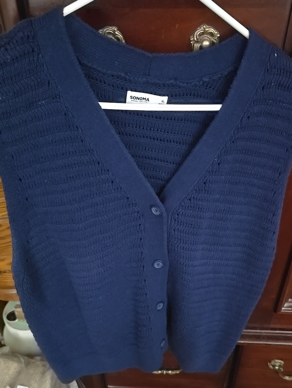 Sonoma Navy Blue Button-Up Knit Vest